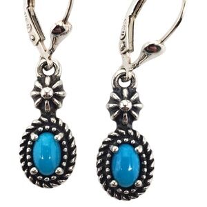 Carolyn Pollack Sterling Silver Turquoise Rope Dangle Earrings #21622